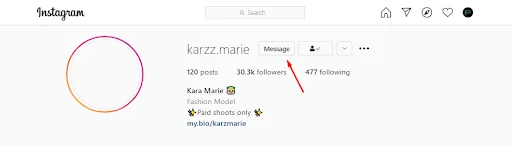 Tap the message box to DM on Instagram