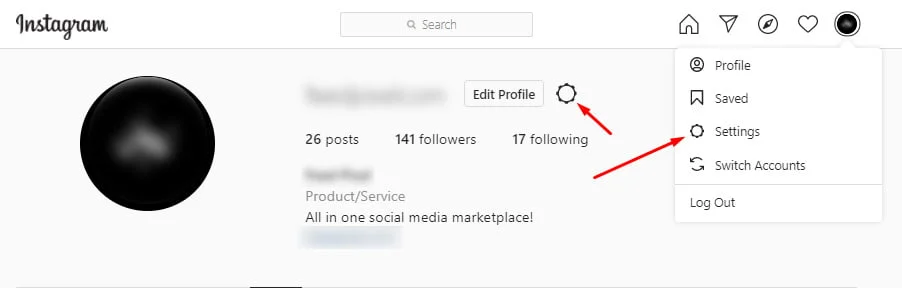 Download Instagram DM - find the Settings icon on your profile